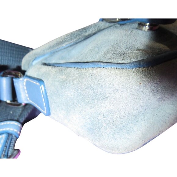 Coach 2004 Blue Suede & Leather Double Buckle Flap Closure Crossbody Bag - Picture 11 of 14